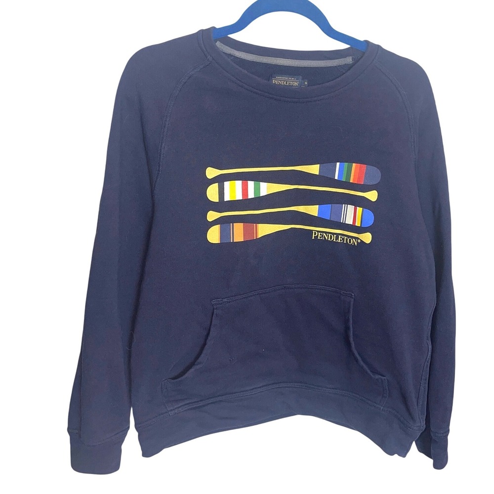Pendleton Navy Boat Oars Graphic Sweatshirt Crewneck Pullover Women's Size S